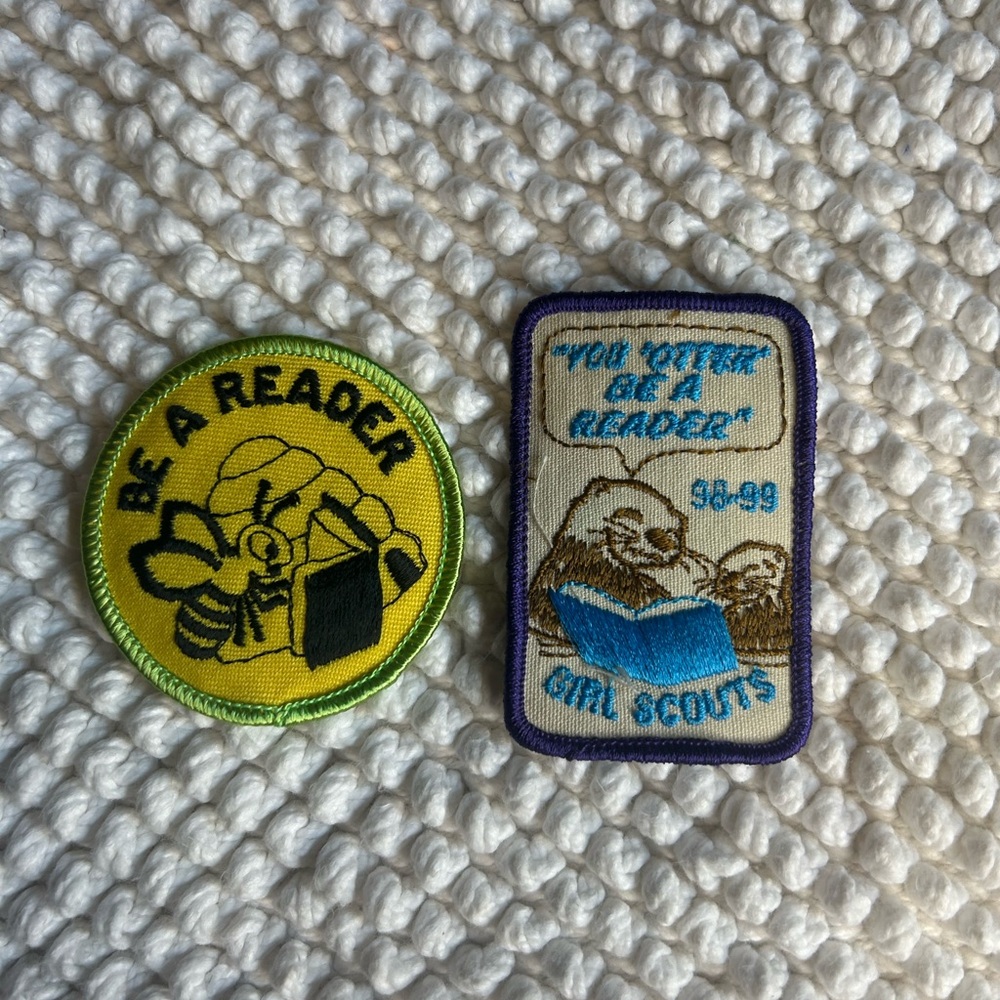 Vintage 90’s Girl Scouts Reading Patches - Yellow and Blue